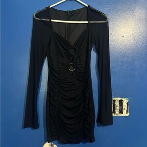 Elegant Black Ruched Dress